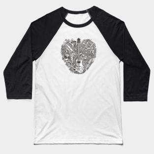 Vintage Guitar Heart Baseball T-Shirt